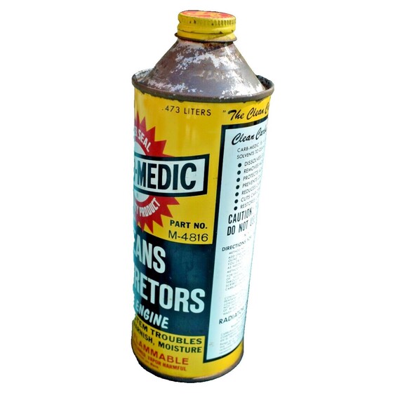 Vintage Empty Carb-Medic Can, Empty Gas and Oil Cans-Complete With Cap - Picture 2 of 9